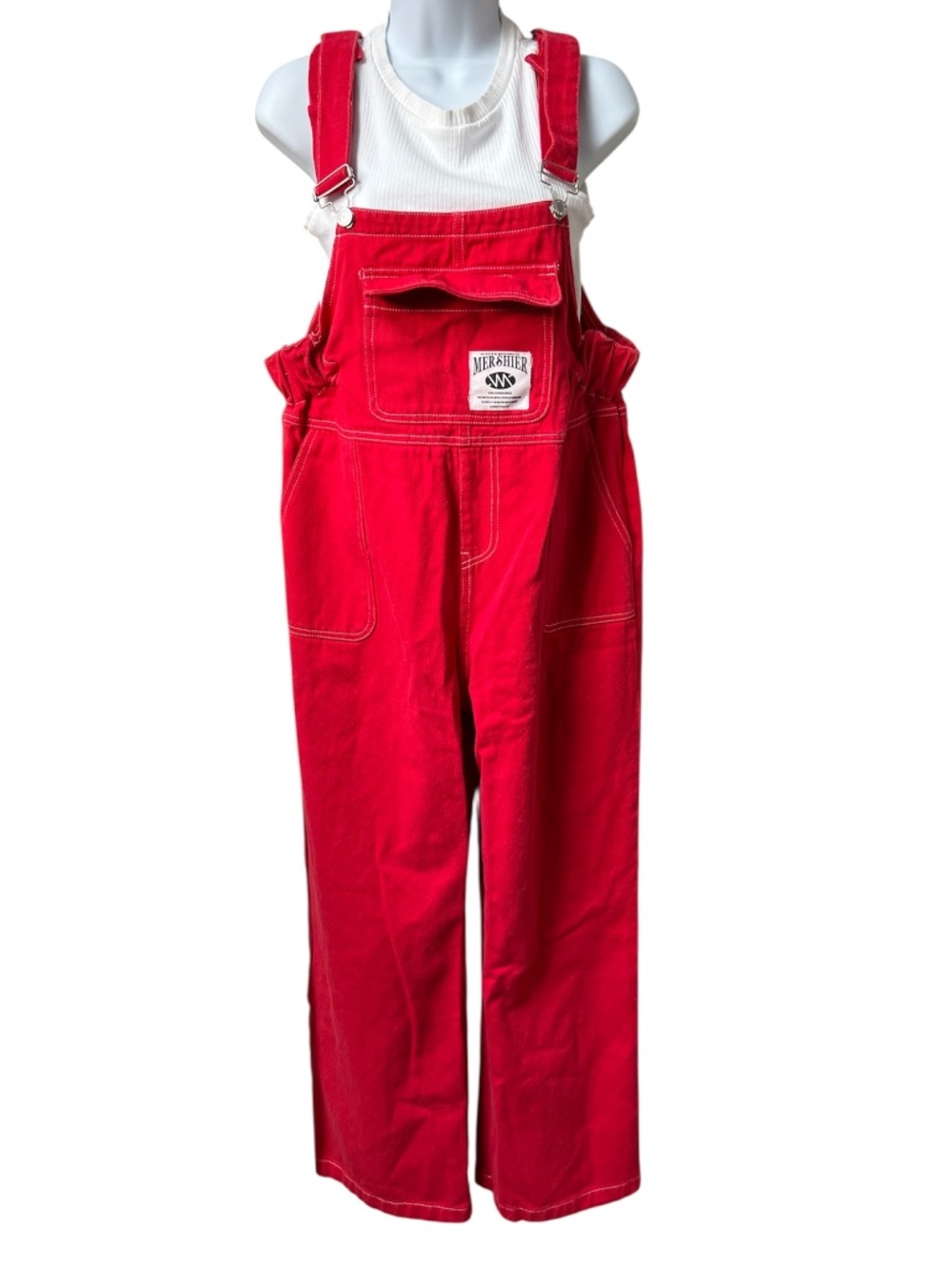 Mershier Overalls Red Denim Cotton Size L Streetwear Desiign Studio
